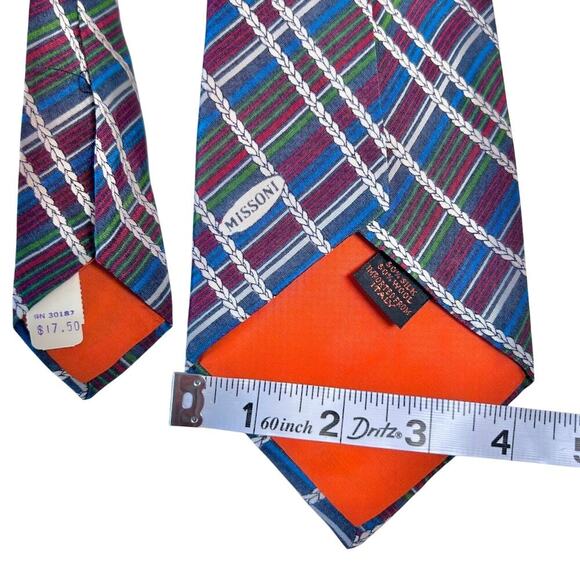 MISSONI Vintage DEADSTOCK 55" Multi Color Silk Made in Italy - Picture 5 of 7